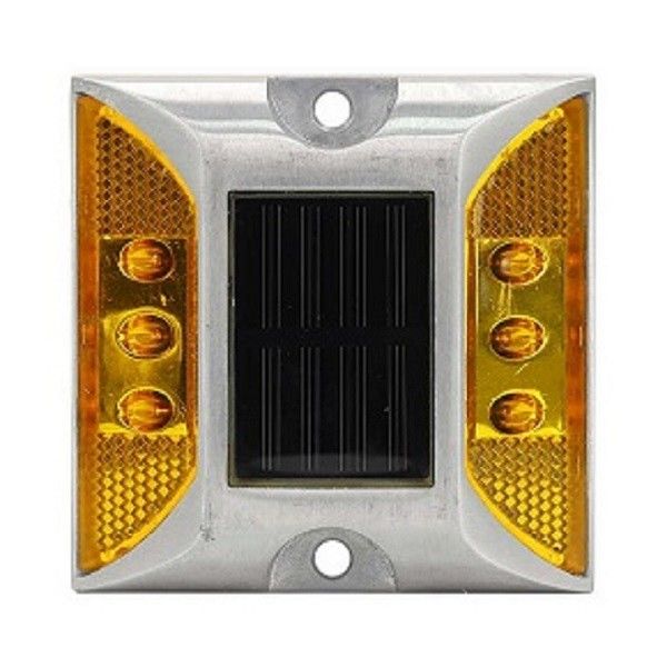 노란 색 태양 도로 반사기 IP68 방수 6pcs 높은 밝기 LED
